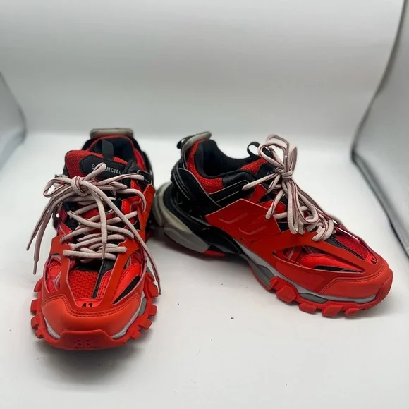 Balenciaga Mens Orange/Red and Black Track Low Top Sneakers Sz 8 - Picture 5 of 8